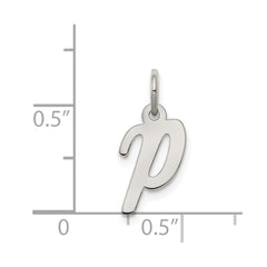 Sterling Silver Rhodium-plated Script Letter P Initial Charm QC5080P