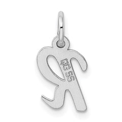 Sterling Silver Rhodium-plated Script Letter R Initial Charm QC5080R