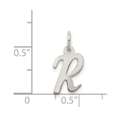 Sterling Silver Rhodium-plated Script Letter R Initial Charm QC5080R
