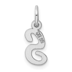 Sterling Silver Rhodium-plated Script Letter S Initial Charm QC5080S