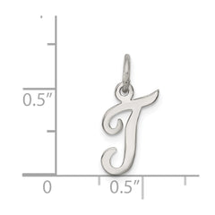 Sterling Silver Rhodium-plated Script Letter T Initial Charm QC5080T