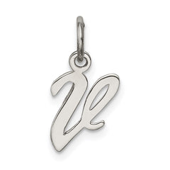 Sterling Silver Rhodium-plated Script Letter V Initial Charm QC5080V