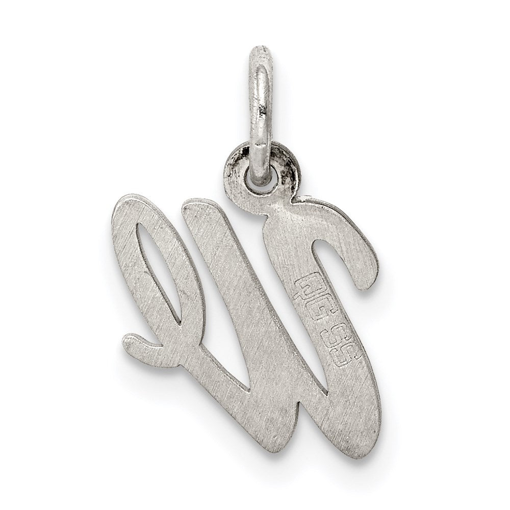 Sterling Silver Rhodium-plated Script Letter W Initial Charm QC5080W