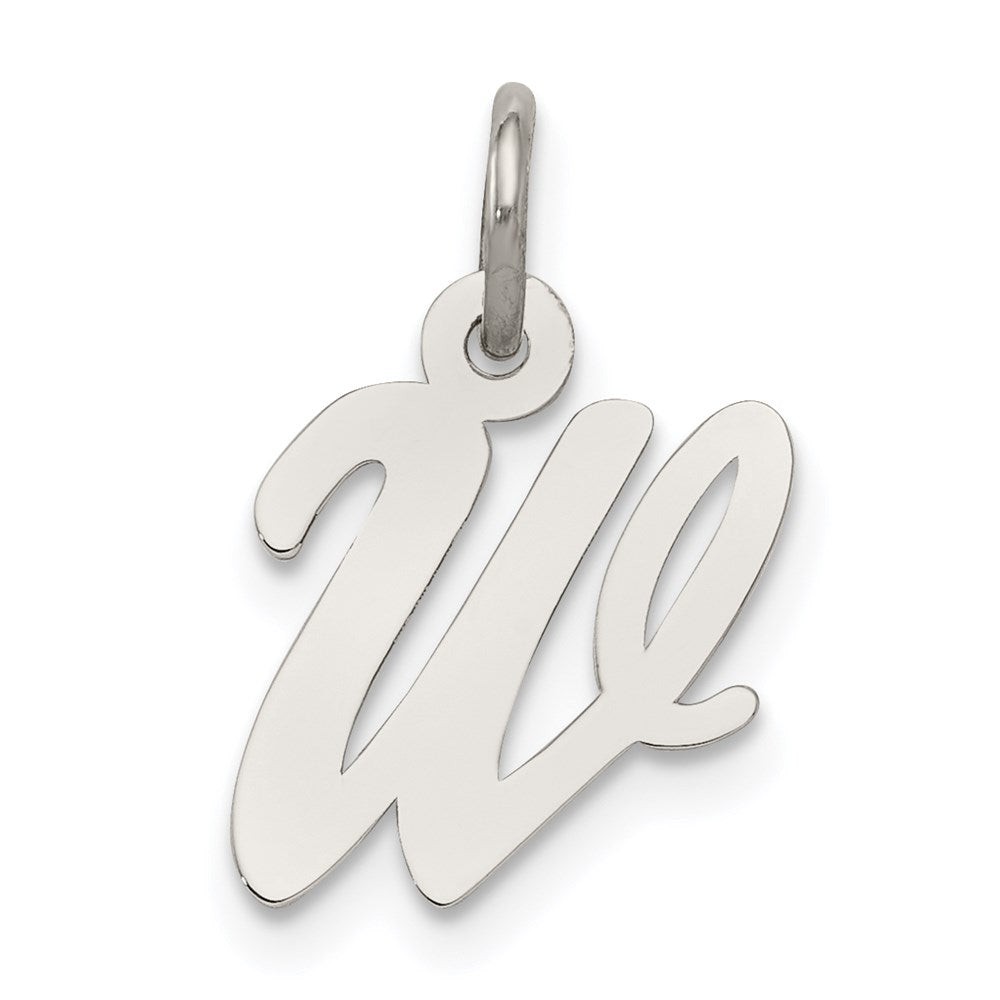 Sterling Silver Rhodium-plated Script Letter W Initial Charm QC5080W