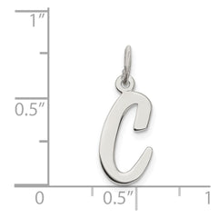 Sterling Silver Rhodium-plated Script Letter C Initial Charm QC5082C
