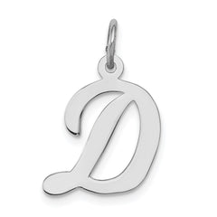 Sterling Silver Rhodium-plated Script Letter D Initial Charm QC5082D