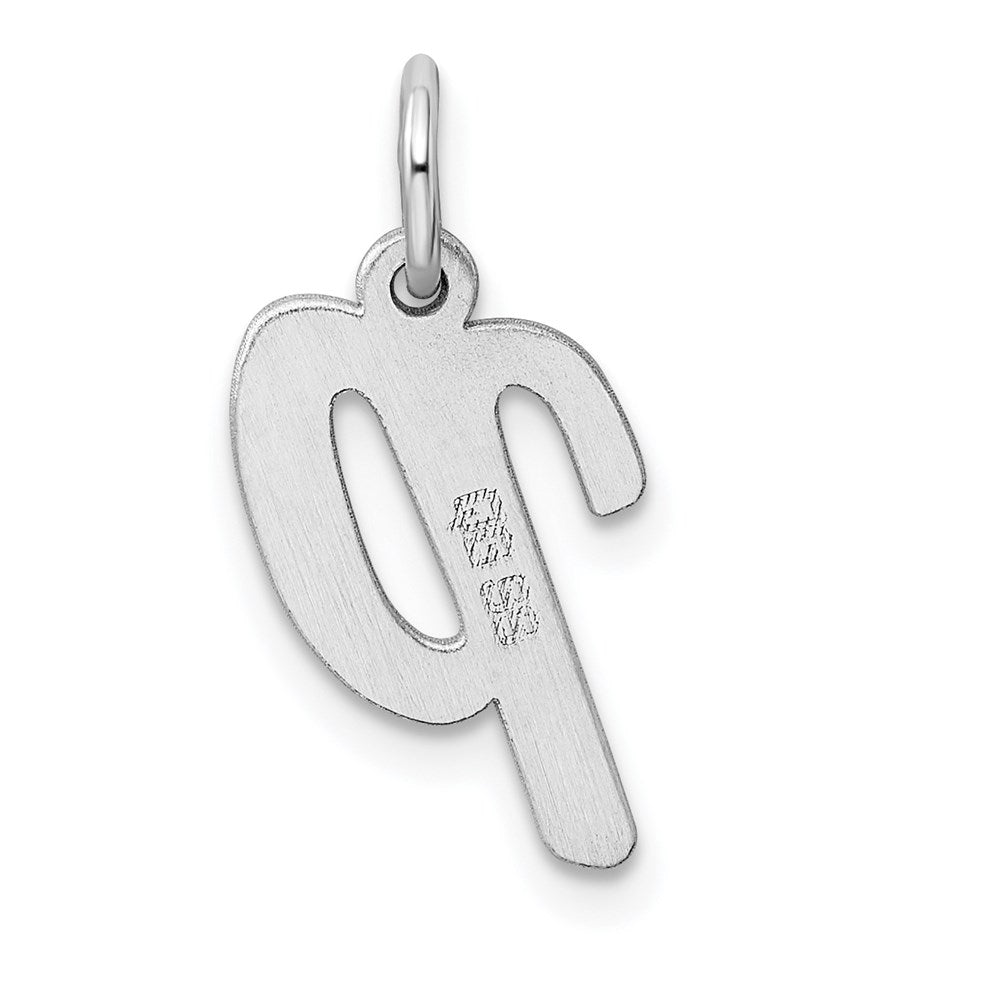 Sterling Silver Rhodium-plated Script Letter P Initial Charm QC5082P
