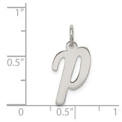 Sterling Silver Rhodium-plated Script Letter P Initial Charm QC5082P