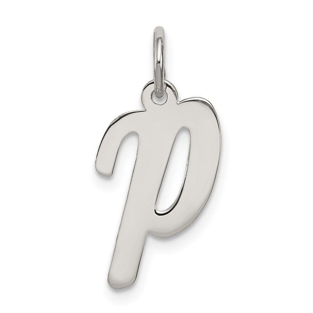 Sterling Silver Rhodium-plated Script Letter P Initial Charm QC5082P