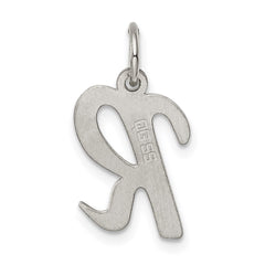 Sterling Silver Rhodium-plated Script Letter R Initial Charm QC5082R