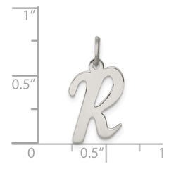 Sterling Silver Rhodium-plated Script Letter R Initial Charm QC5082R