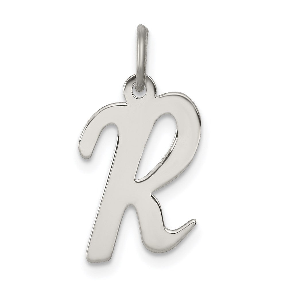 Sterling Silver Rhodium-plated Script Letter R Initial Charm QC5082R