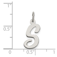 Sterling Silver Rhodium-plated Script Letter S Initial Charm QC5082S