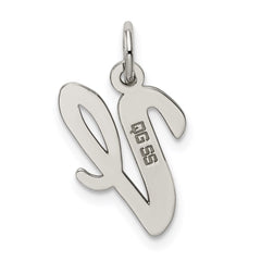 Sterling Silver Rhodium-plated Script Letter V Initial Charm QC5082V
