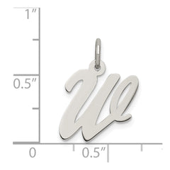 Sterling Silver Rhodium-plated Script Letter W Initial Charm QC5082W