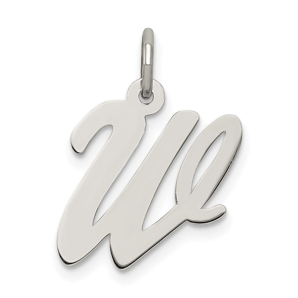 Sterling Silver Rhodium-plated Script Letter W Initial Charm QC5082W