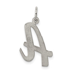 Sterling Silver Rhodium-plated Script Letter A Initial Charm QC5084A