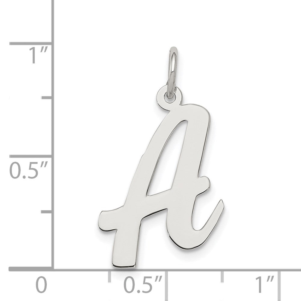 Sterling Silver Rhodium-plated Script Letter A Initial Charm QC5084A