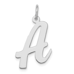 Sterling Silver Rhodium-plated Script Letter A Initial Charm QC5084A