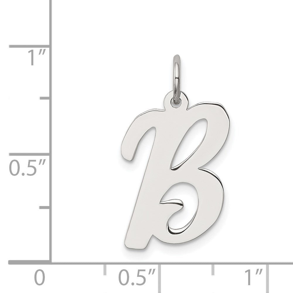 Sterling Silver Rhodium-plated Script Letter B Initial Charm QC5084B