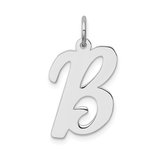 Sterling Silver Rhodium-plated Script Letter B Initial Charm QC5084B