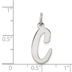 Sterling Silver Rhodium-plated Script Letter C Initial Charm QC5084C
