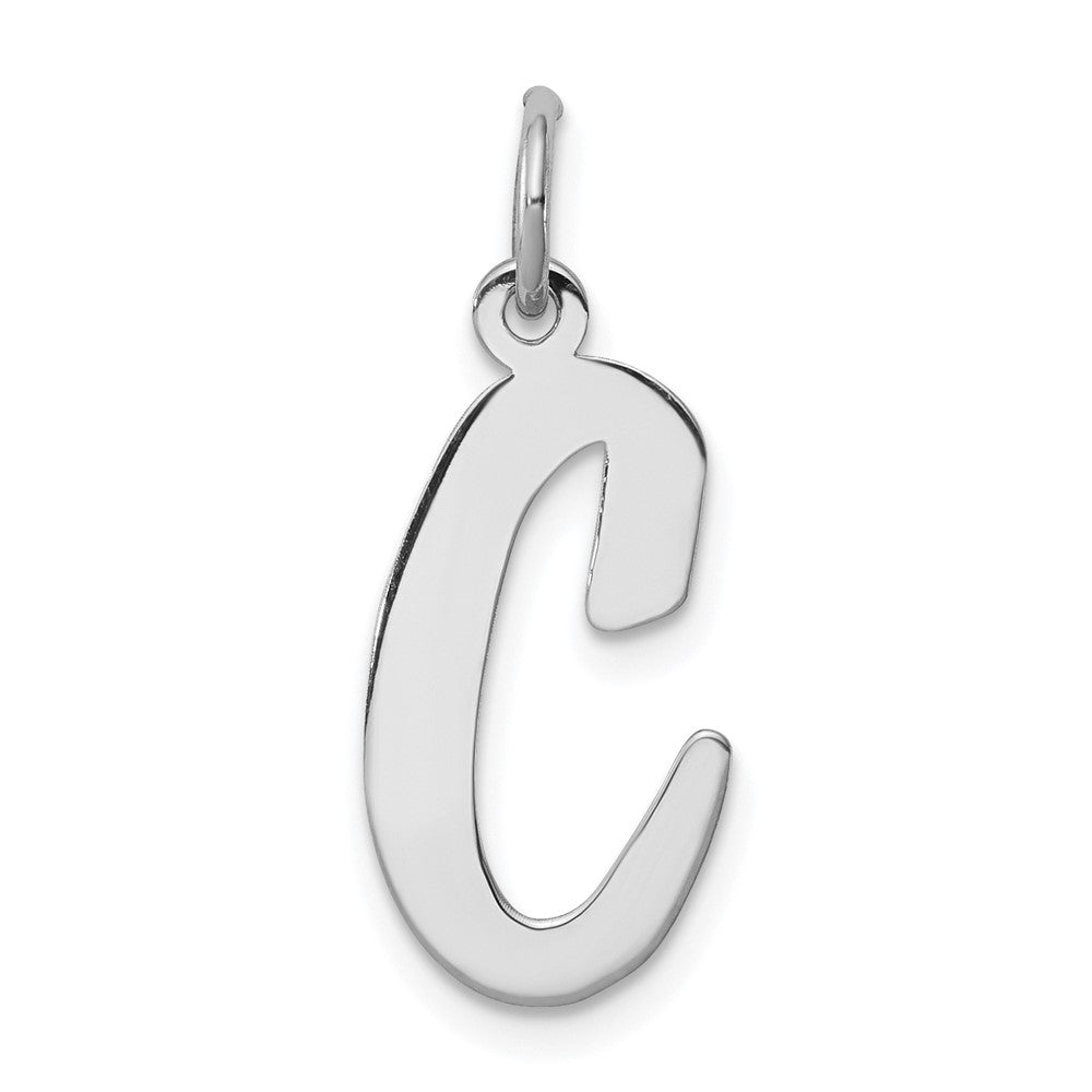 Sterling Silver Rhodium-plated Script Letter C Initial Charm QC5084C