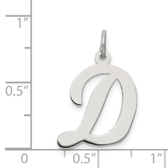 Sterling Silver Rhodium-plated Script Letter D Initial Charm QC5084D