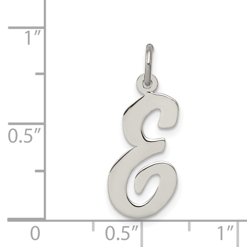 Sterling Silver Rhodium-plated Script Letter E Initial Charm QC5084E