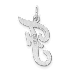 Sterling Silver Rhodium-plated Script Letter F Initial Charm QC5084F