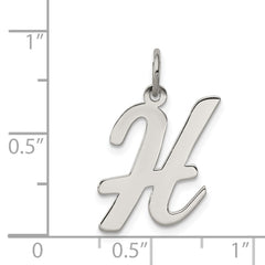 Sterling Silver Rhodium-plated Script Letter H Initial Charm QC5084H