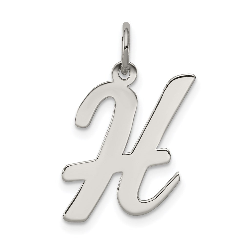 Sterling Silver Rhodium-plated Script Letter H Initial Charm QC5084H