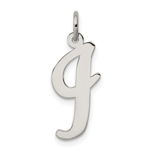 Sterling Silver Rhodium-plated Script Letter I Initial Charm QC5084I