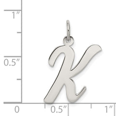 Sterling Silver Rhodium-plated Script Letter K Initial Charm QC5084K