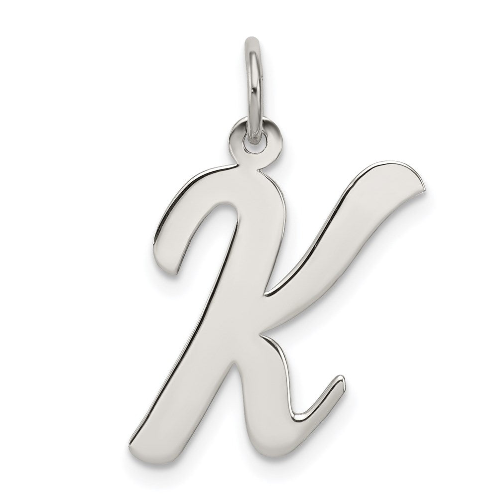 Sterling Silver Rhodium-plated Script Letter K Initial Charm QC5084K