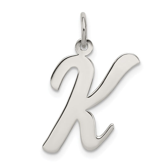 Sterling Silver Rhodium-plated Script Letter K Initial Charm QC5084K
