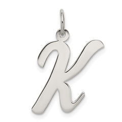 Sterling Silver Rhodium-plated Script Letter K Initial Charm QC5084K