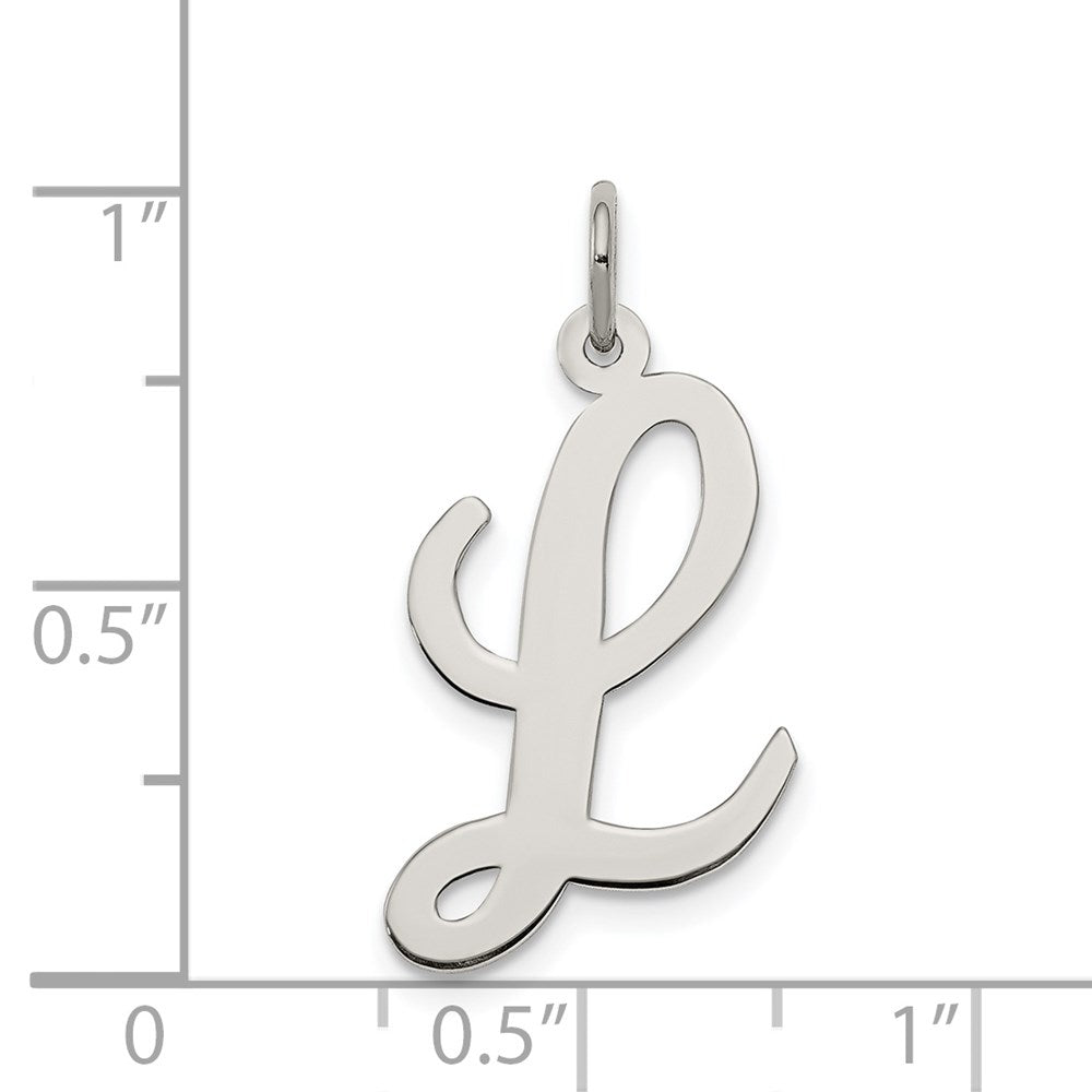 Sterling Silver Rhodium-plated Script Letter L Initial Charm QC5084L