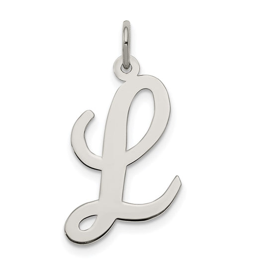 Sterling Silver Rhodium-plated Script Letter L Initial Charm QC5084L