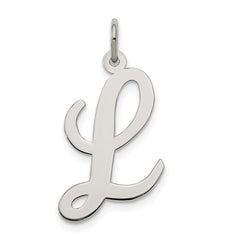 Sterling Silver Rhodium-plated Script Letter L Initial Charm QC5084L