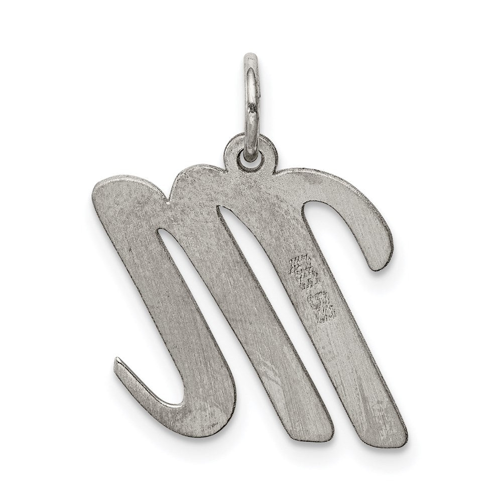 Sterling Silver Rhodium-plated Script Letter M Initial Charm QC5084M