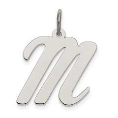 Sterling Silver Rhodium-plated Script Letter M Initial Charm QC5084M