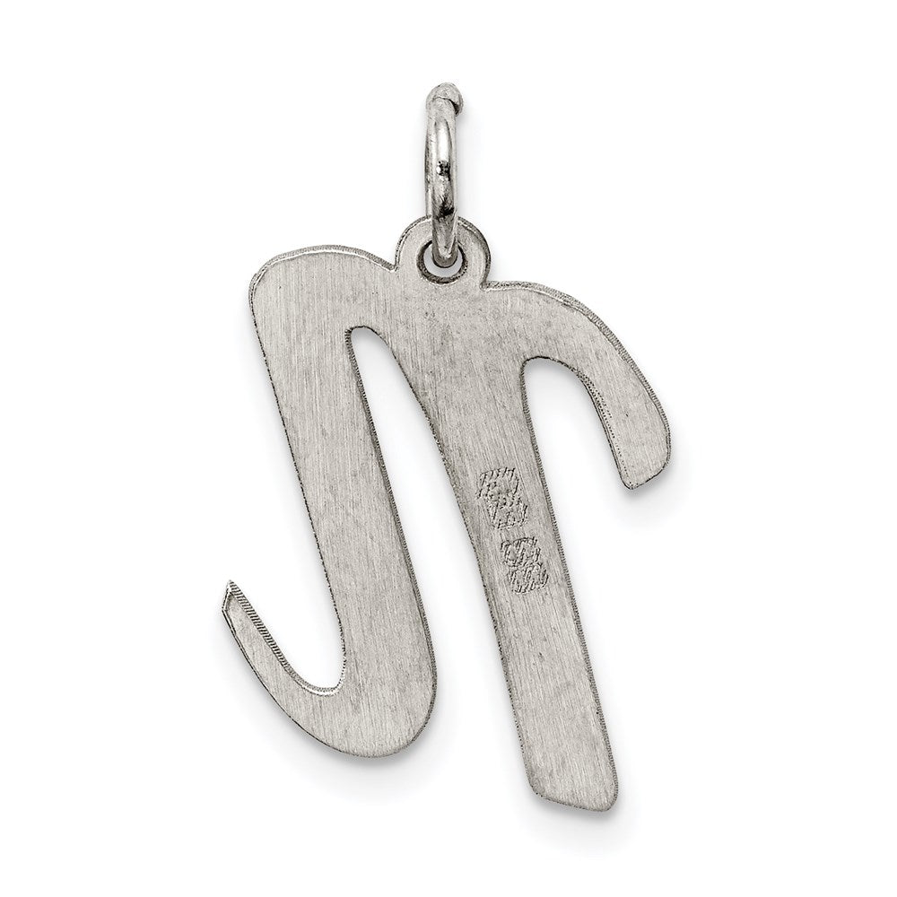 Sterling Silver Rhodium-plated Script Letter N Initial Charm QC5084N
