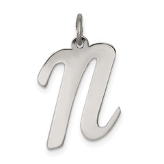 Sterling Silver Rhodium-plated Script Letter N Initial Charm QC5084N