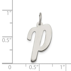 Sterling Silver Rhodium-plated Script Letter P Initial Charm QC5084P