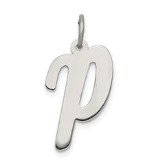 Sterling Silver Rhodium-plated Script Letter P Initial Charm QC5084P