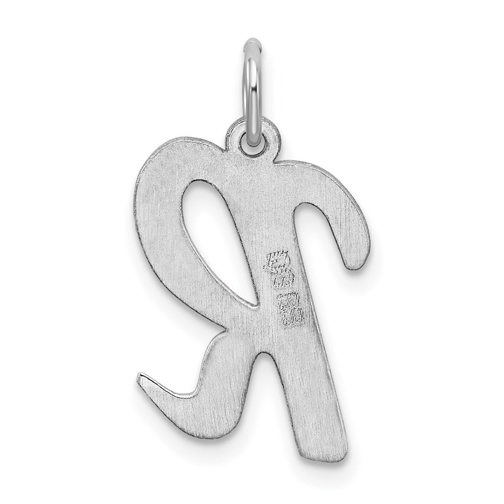 Sterling Silver Rhodium-plated Script Letter R Initial Charm QC5084R