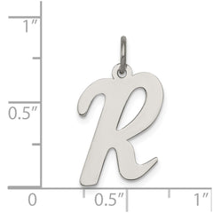 Sterling Silver Rhodium-plated Script Letter R Initial Charm QC5084R