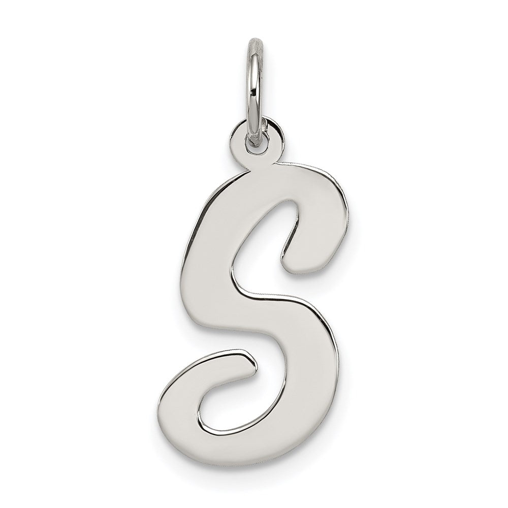 Sterling Silver Rhodium-plated Script Letter S Initial Charm QC5084S