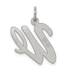 Sterling Silver Rhodium-plated Script Letter W Initial Charm QC5084W